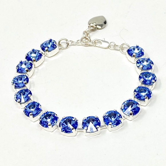 Hand Crafted Jewelry - Swarovski crystal blue tennis bracelet